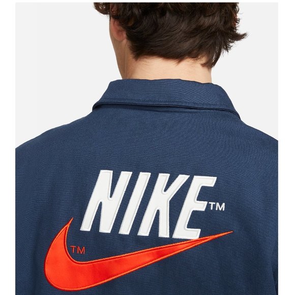 Nike Trend Embroidered Logo Therma Fit Canvas Jacket Size M Dark Blue DM5275-410 - Picture 3 of 11